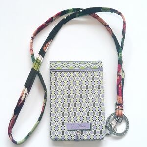 Vera Bradley Brown Floral Pattern Cotton Lanyard + VB Mini Pocketbooks